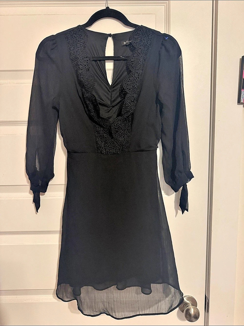 Express Black Lace Detail Mini Dress Size XS Like New